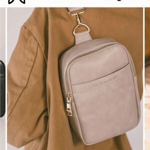 Chic Taupe Leather Backpack
